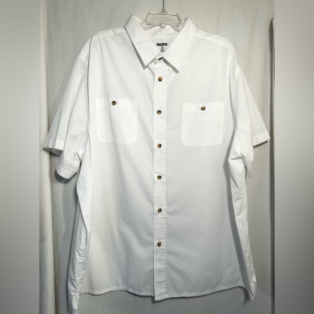 MENS 3XL XXXL KINGSIZE BIG WHITE SHORT SLEEVE 2 POCKET BUTTON FRONT SHIRT
